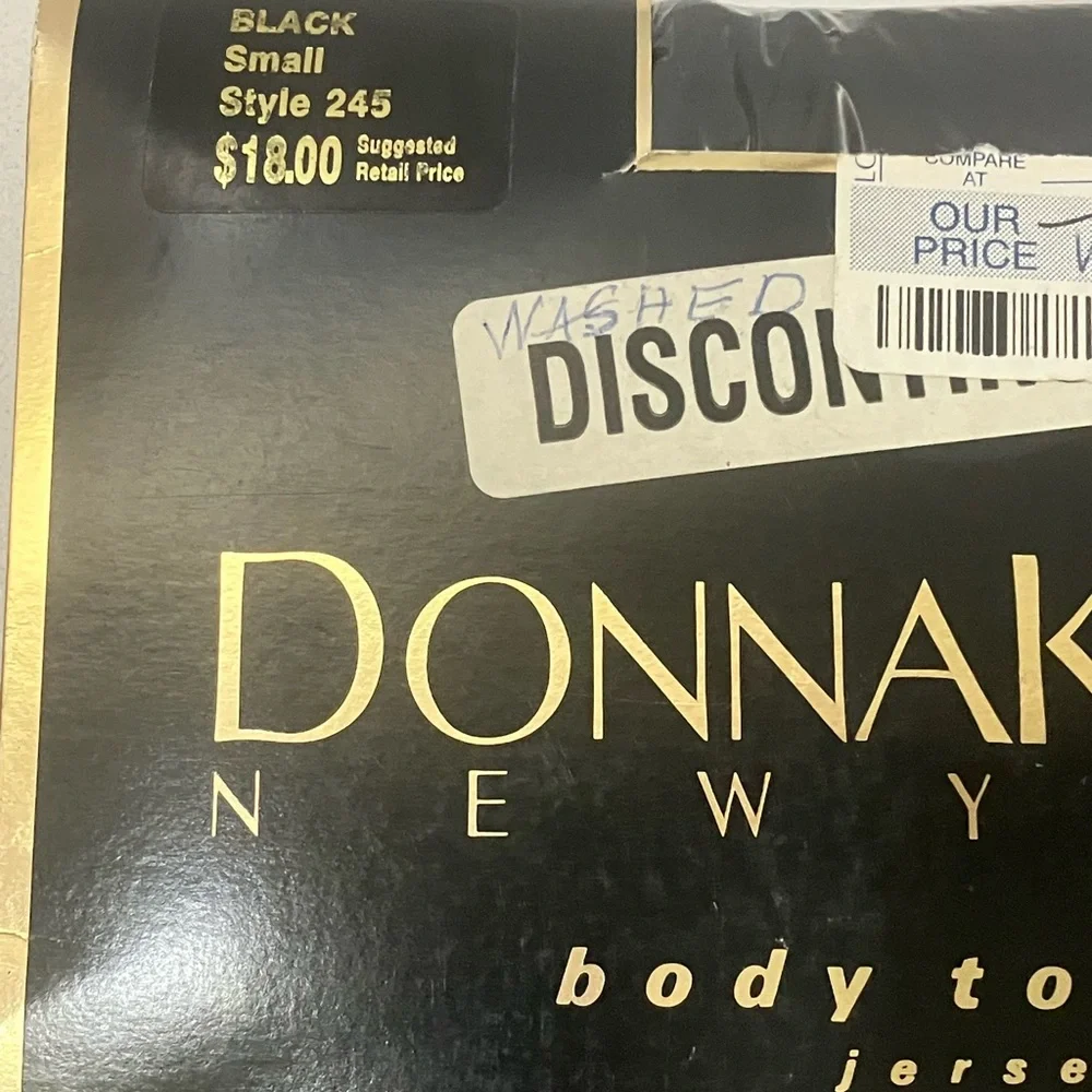 Vintage 1991 Donna Karan Body Toners Jersey Black Pantyhose Size Small Style 245